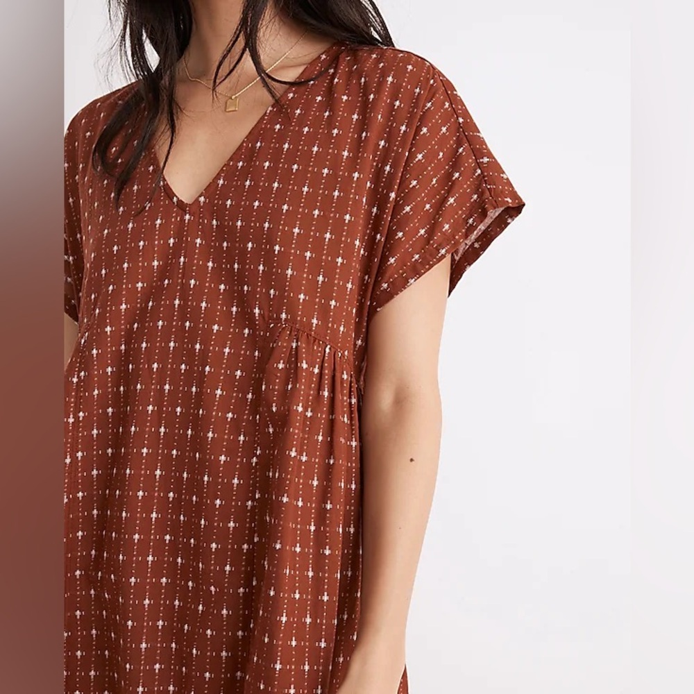 NWOT Madewell Jacquard Dolman-Sleeve Mini Dress - Medium - Burnt Orange - Picture 5 of 9